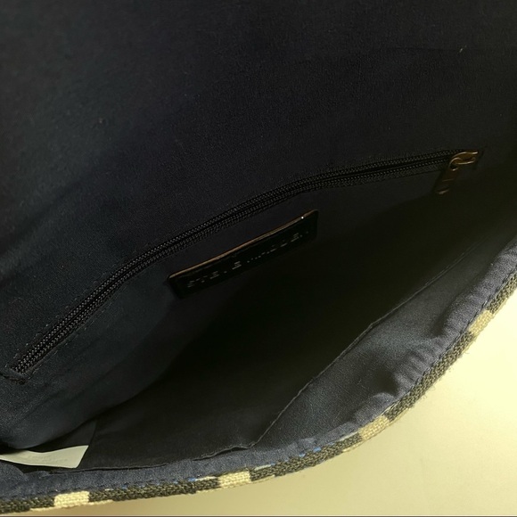 Steve Madden woven fringe beaded navy Envelope Clutch - Picture 2 of 7